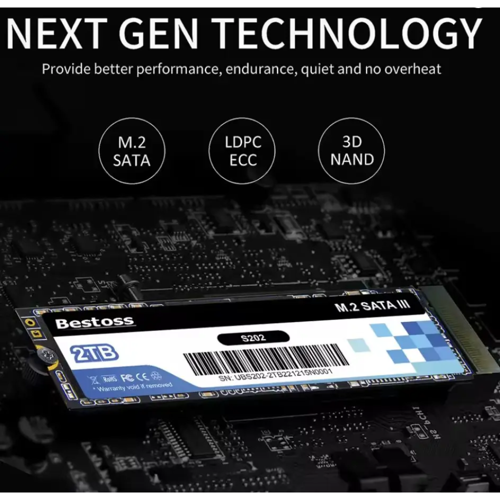 SSD диск m.2 NGFF SATA  256gb Bestoss 2280 3D Nand