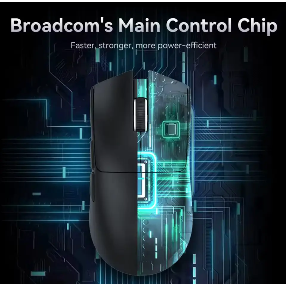 Миша бездротова ігрова ATTACK SHARK R1 чорна. Радіо 2.4Ghz + Bluetooth 5.2