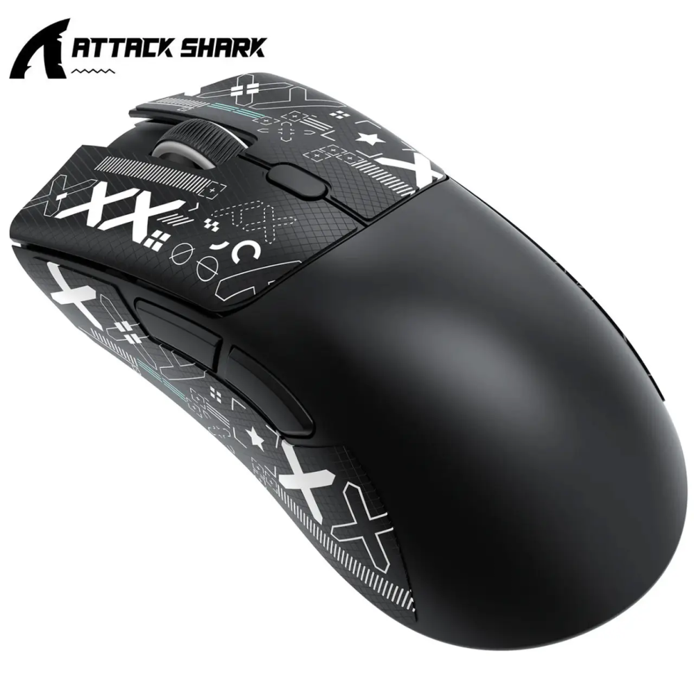 Миша бездротова ігрова ATTACK SHARK R1 чорна. Радіо 2.4Ghz + Bluetooth 5.2