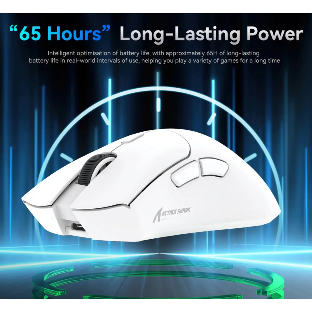 Миша бездротова ігрова ATTACK SHARK R1 чорна. Радіо 2.4Ghz + Bluetooth 5.2