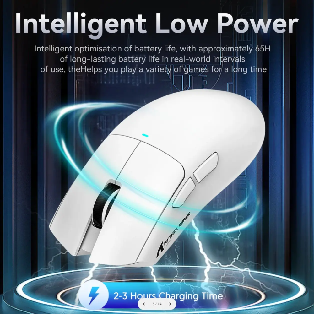 Миша бездротова ігрова ATTACK SHARK X11 чорна. Радіо 2.4Ghz + Bluetooth 5.2 + Док-станція