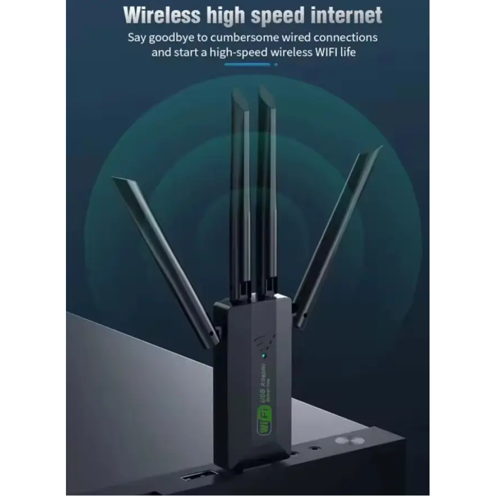 Wi-Fi адаптер AC1200 WiFi5 USB 3.0 5Ггц+2.4Ггц 4 антенны