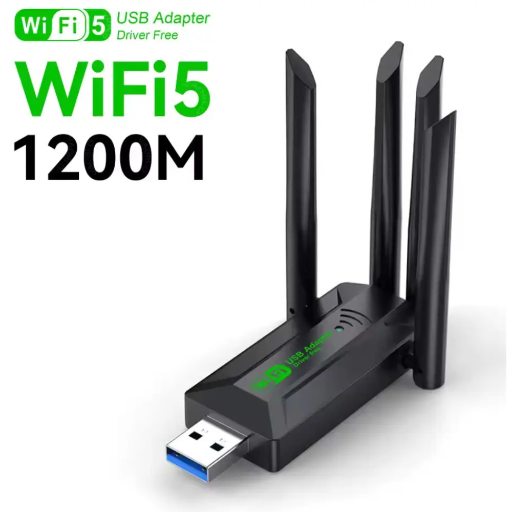Wi-Fi адаптер AC1200 WiFi5 USB 3.0 5Ггц+2.4Ггц 4 антенны
