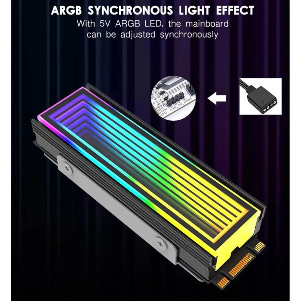 Радіатор охолодження RGB SSD M.2 2280 + термопрокладки Coolcirc ARGB Sync