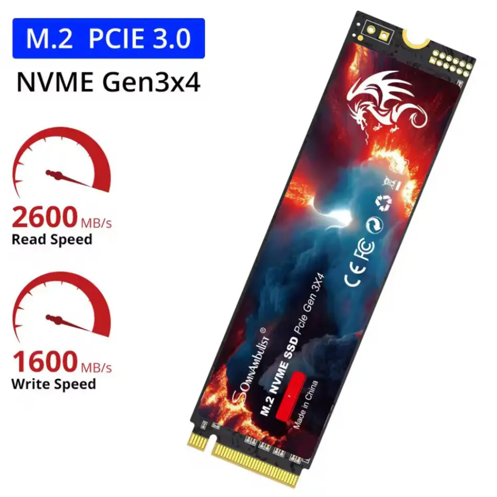 SSD диск m.2 NVME PCIe 3.0x4 256gb SomnAmbulist 2280 3D NAND