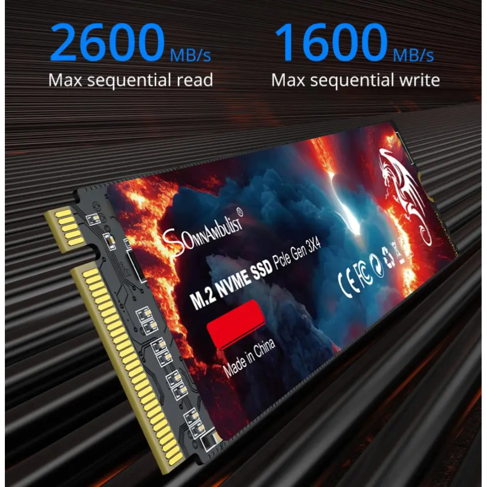 SSD диск m.2 NVME PCIe 3.0x4 256gb SomnAmbulist 2280 3D NAND
