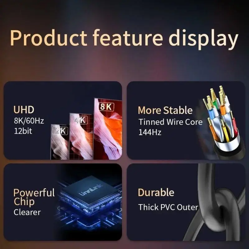 Кабель Type-C - DisplayPort 8K-60Hz 4K-144Hz 2K-240Hz 2м DP1.4