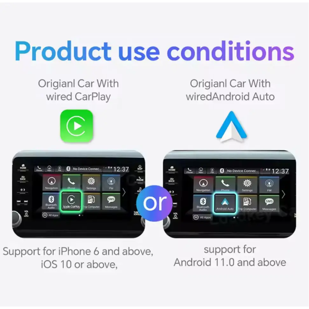 Адаптер беспроводной для Apple CarPlay и Android Auto 2in1 USB WIFI5 Bluetooth 5.0 С c OTG переходником