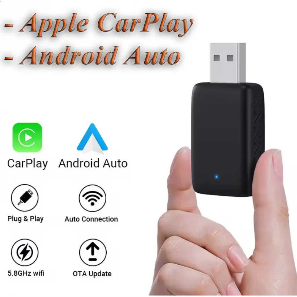 Адаптер беспроводной для Apple CarPlay и Android Auto 2in1 USB WIFI5 Bluetooth 5.0 С c OTG переходником
