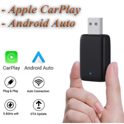 Адаптер беспроводной для Apple CarPlay и Android Auto 2in1 USB WIFI5 Bluetooth 5.0 С c OTG переходником