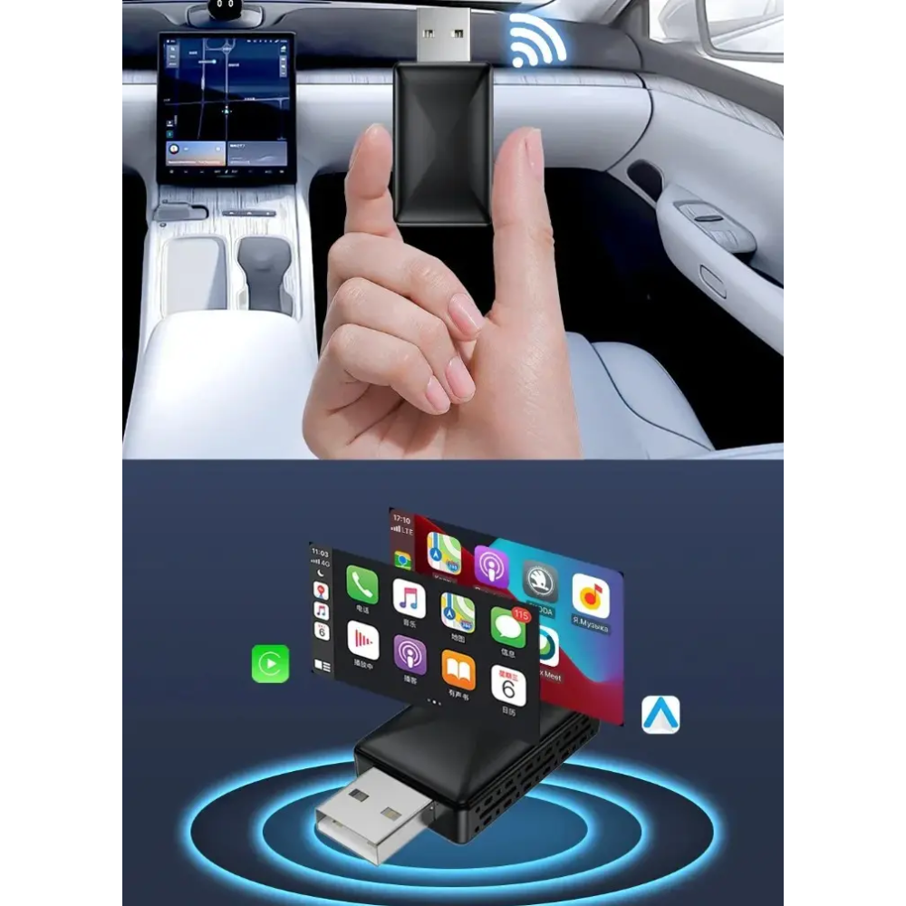 Адаптер беспроводной для Apple CarPlay и Android Auto 2in1 USB WIFI5 Bluetooth 5.0 С c OTG адаптером