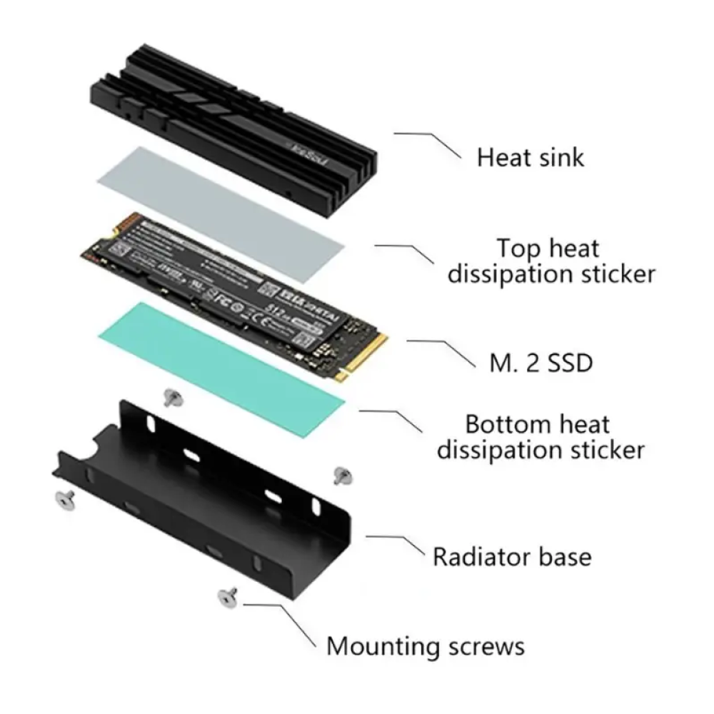 Радіатор охолодження SSD M.2  280 + термопрокладки IceSoul ZM. Підтримка PS5