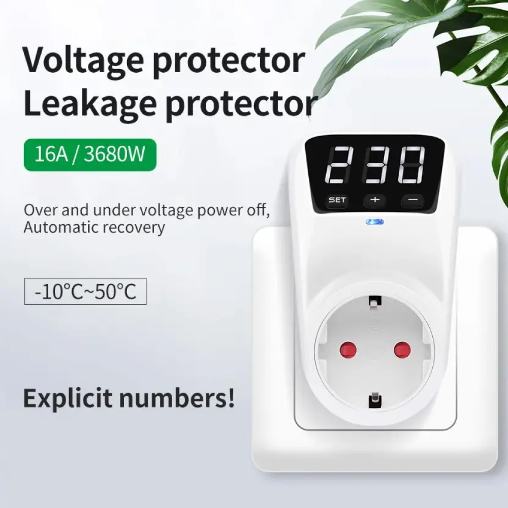 Захисне реле напруги в розетку HLP02 3680W 150-280V 16A