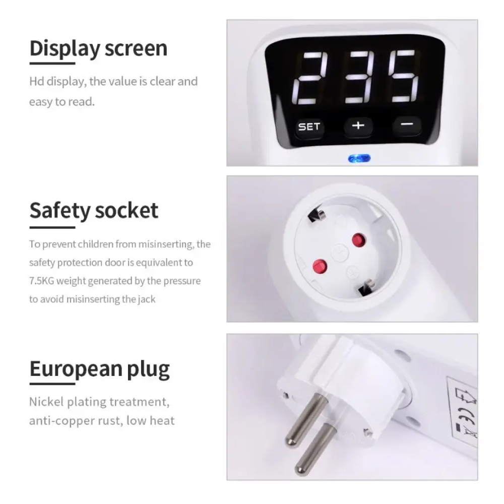 Захисне реле напруги в розетку HLP02 3680W 150-280V 16A