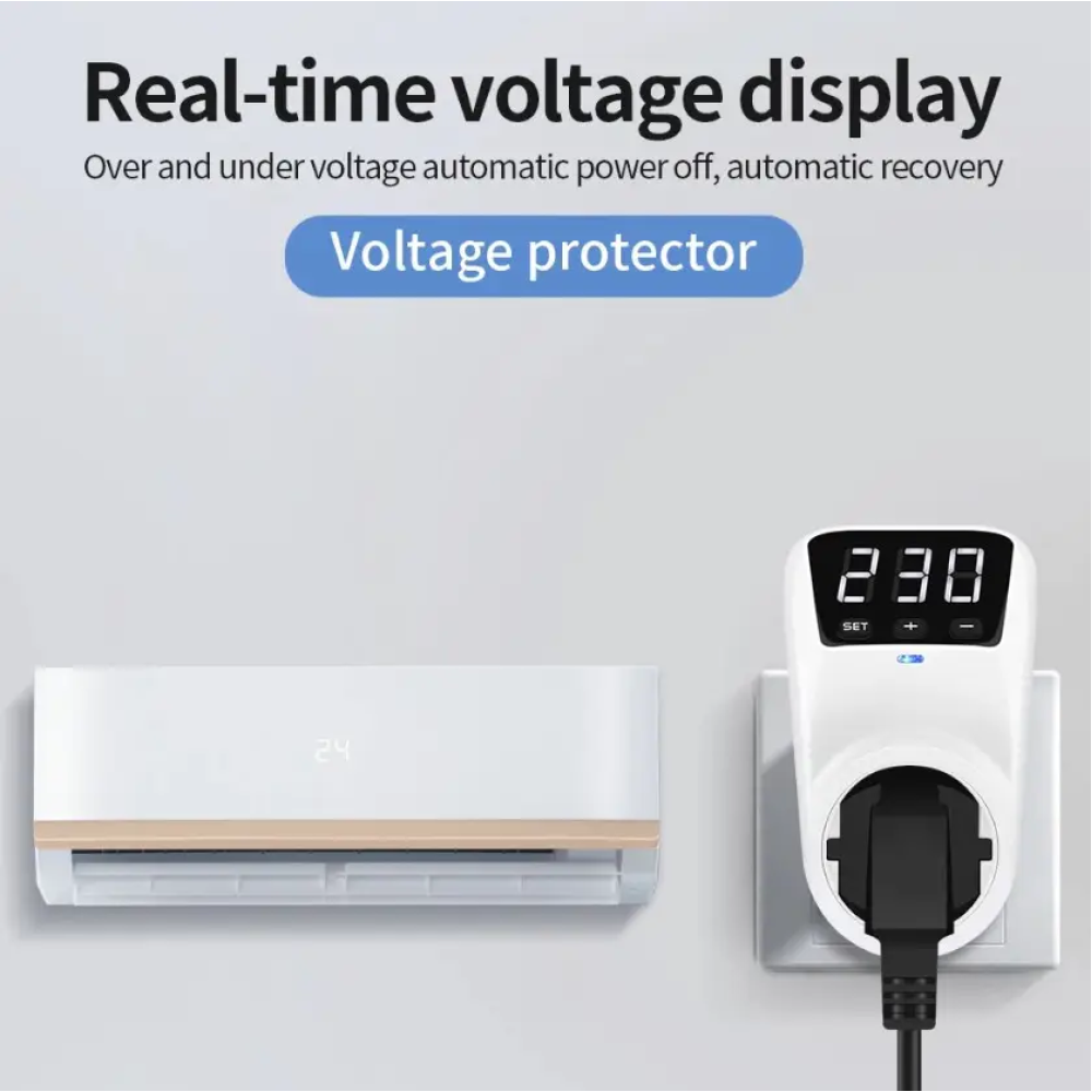 Захисне реле напруги в розетку HLP02 3680W 150-280V 16A