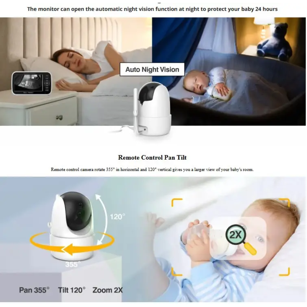 Видеоняня Baby Monitor SM651 с монитором 5'' двусторонней связью и ночным видением