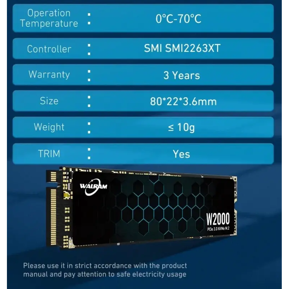 SSD диск m.2 NVME PCIe 3.0x4 256gb 2280 WALRAM