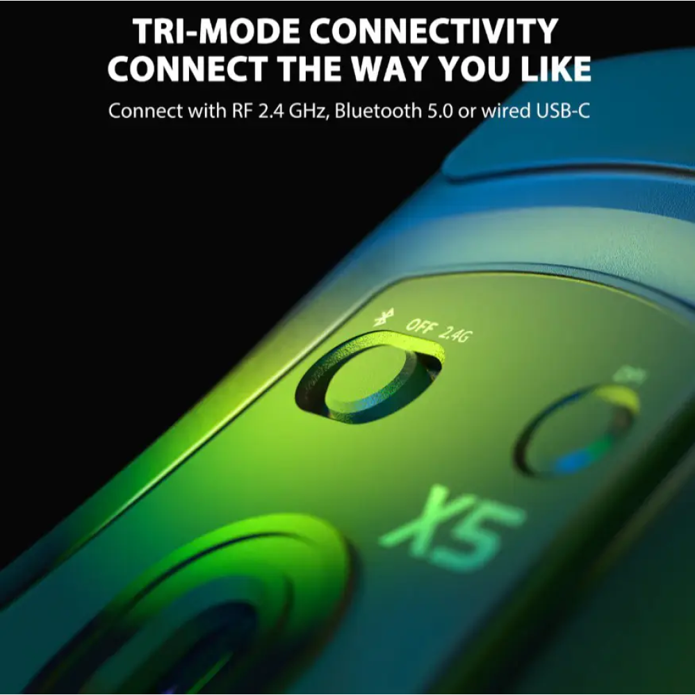 Миша бездротова ігрова ATTACK SHARK X5 чорна. 3 підключення. Радіо 2.4Ghz + Bluetooth 5.0 + type-c