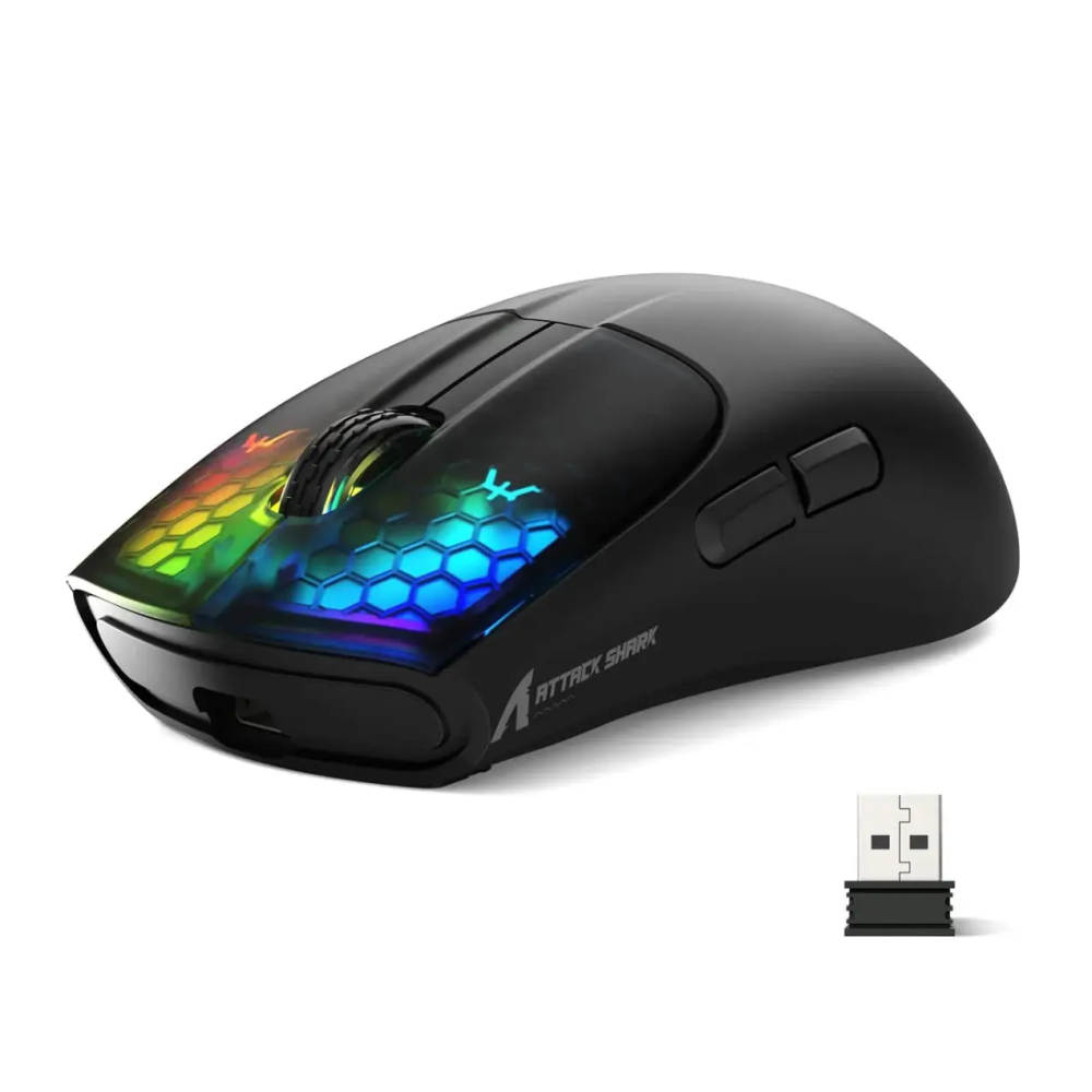 Миша бездротова ігрова ATTACK SHARK X5 чорна. 3 підключення. Радіо 2.4Ghz + Bluetooth 5.0 + type-c