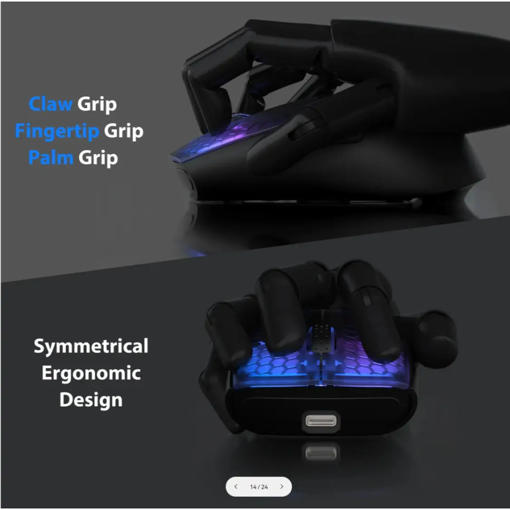 Миша бездротова ігрова ATTACK SHARK X5 чорна. 3 підключення. Радіо 2.4Ghz + Bluetooth 5.0 + type-c