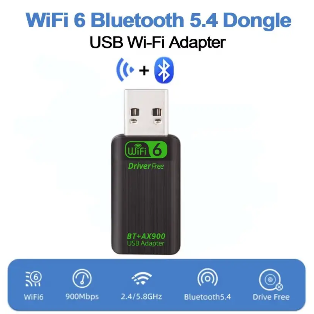 Bluetooth 5.4 + WIFI6 AX900 адаптер Plug and play