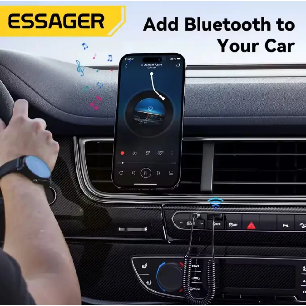 Bluetooth Ресивер автомобильный Essager EB01 USB AUX Bluetooth 5.0 hands-free