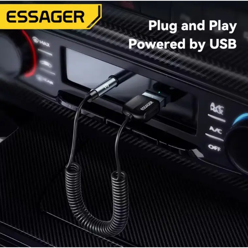 Bluetooth Ресивер автомобильный Essager EB01 USB AUX Bluetooth 5.0 hands-free