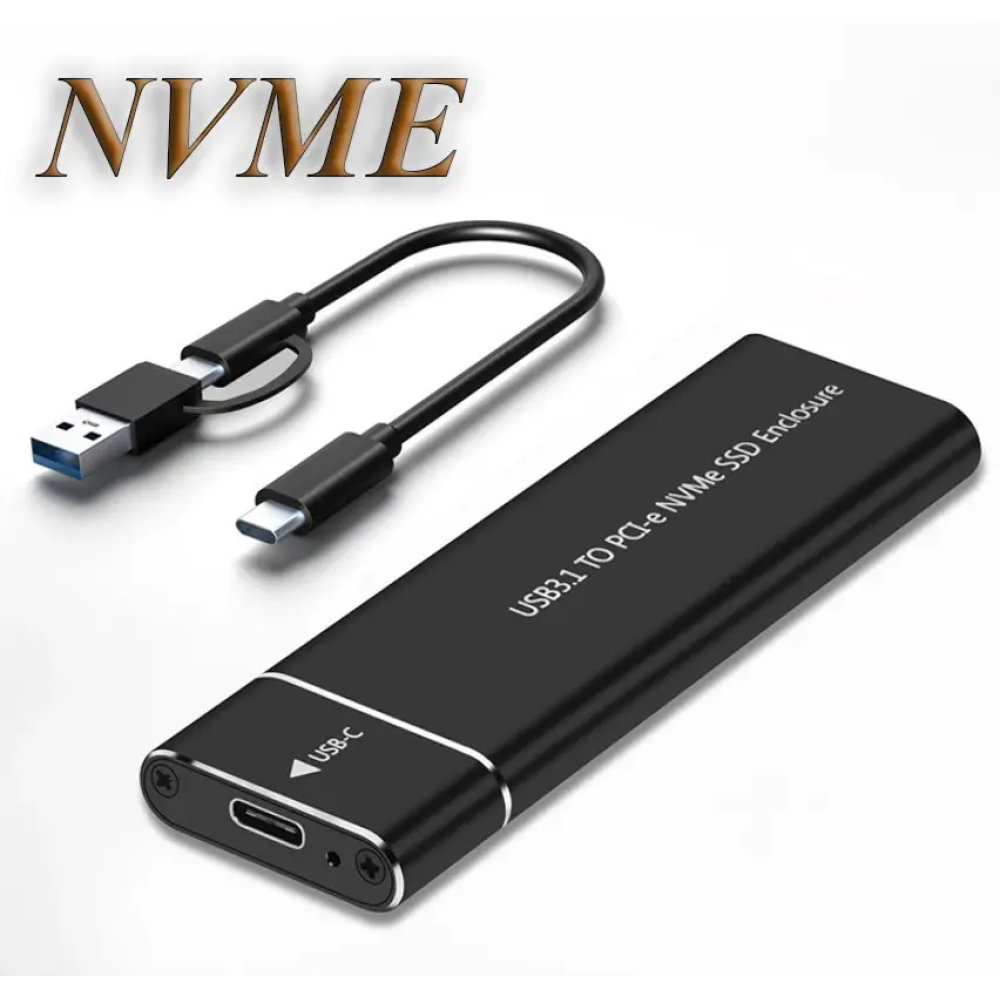 Зовнішня кишеня Type-C 3.1 m.2 NVME  PCIe SSD USB3.0+Type-c 3.1 M-Key  Чорний 10Mbps