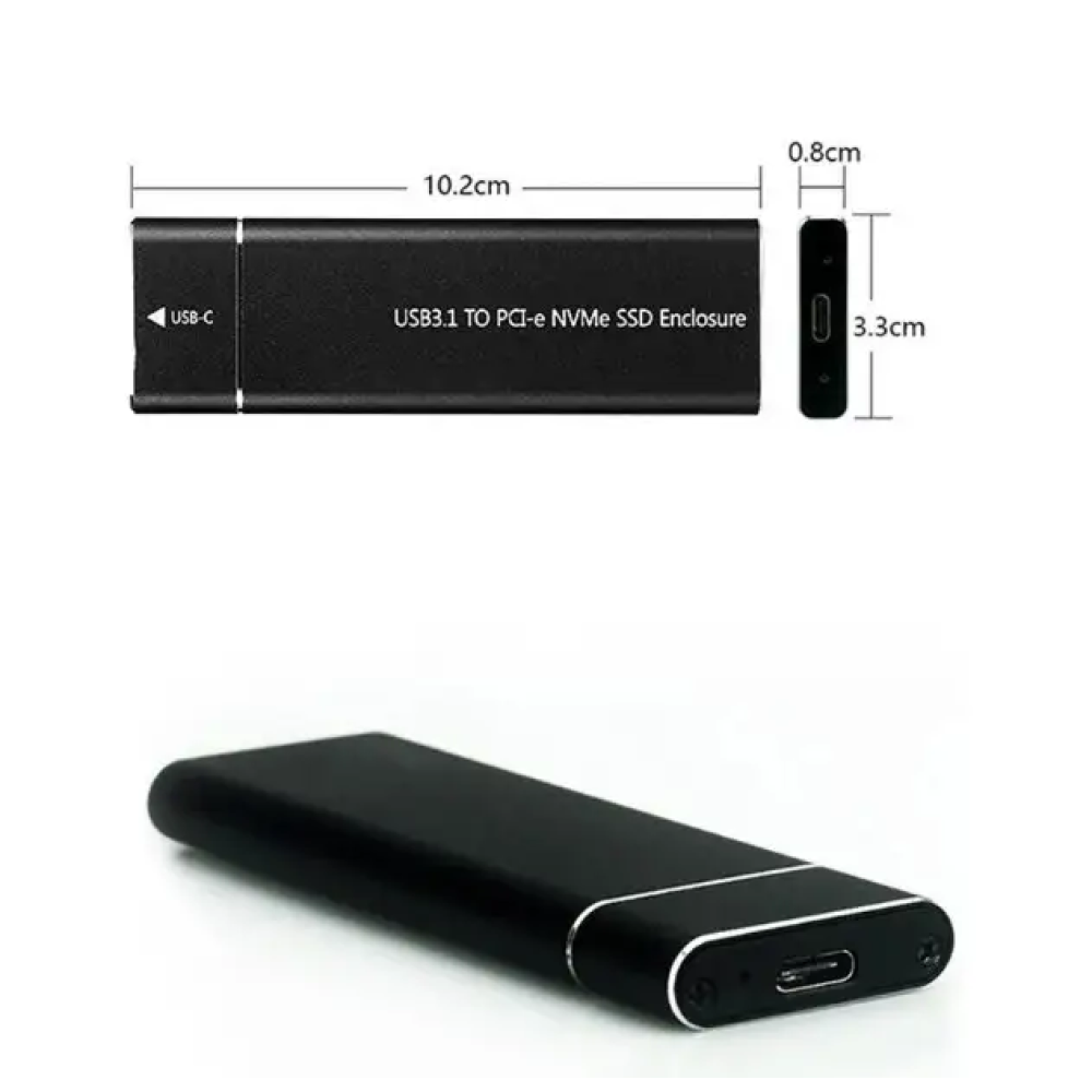 Зовнішня кишеня Type-C 3.1 m.2 NVME  PCIe SSD USB3.0+Type-c 3.1 M-Key  Чорний 10Mbps