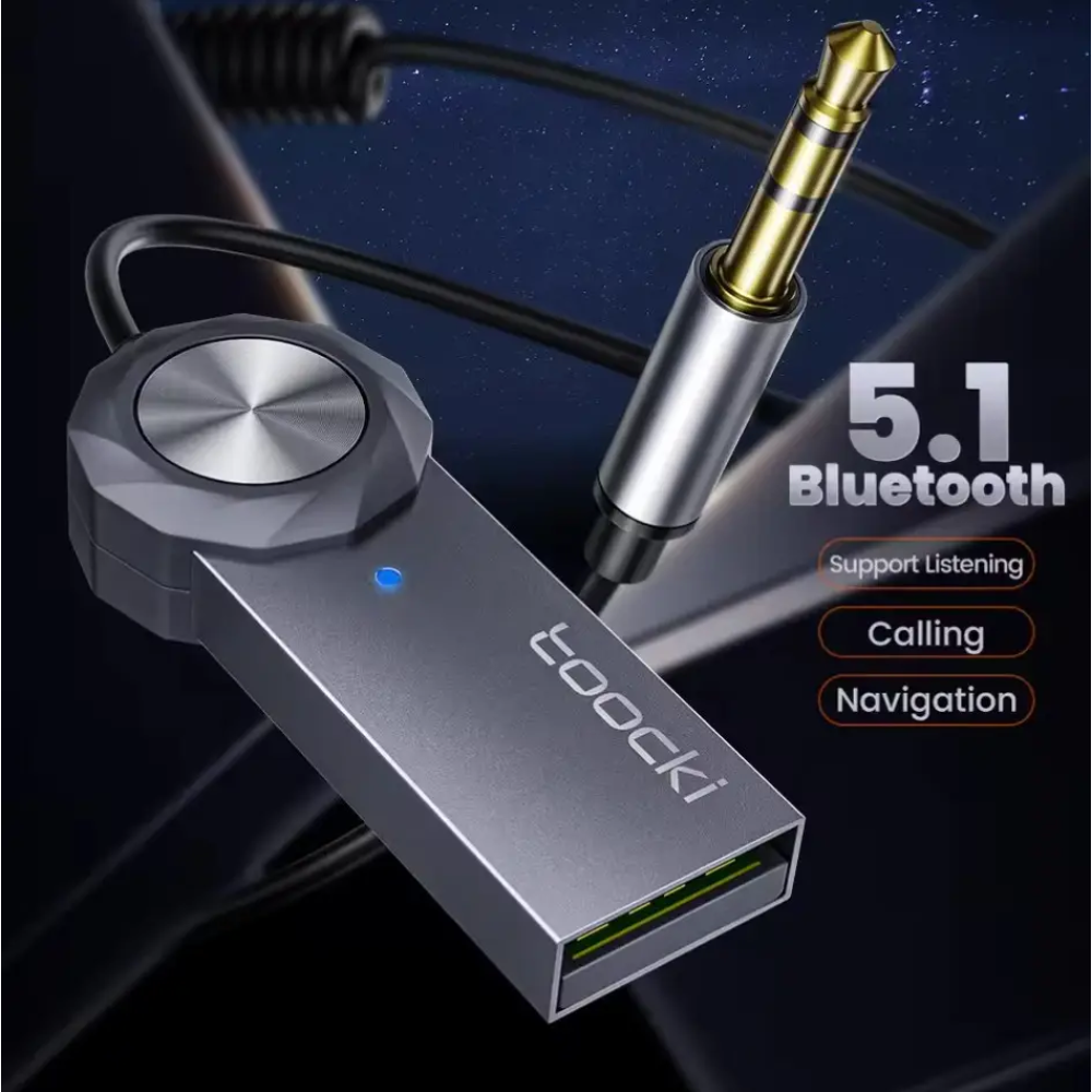 Bluetooth Ресивер автомобильный  Toocki USB AUX Bluetooth 5.1 hands-free