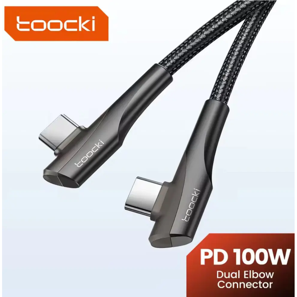 Кабель  Type-c - Type-c 100W Toocki PD QC4.0 FCP AFC - 1m КУТОВИЙ