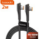 Кабель  Type-c - Type-c 100W Toocki PD QC4.0 FCP AFC - 2m КУТОВИЙ