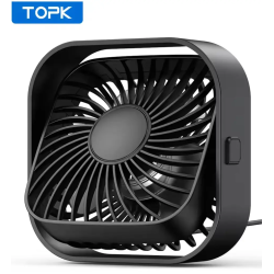 USB вентилятор портативный TOPK чёрный, 3 скорости.