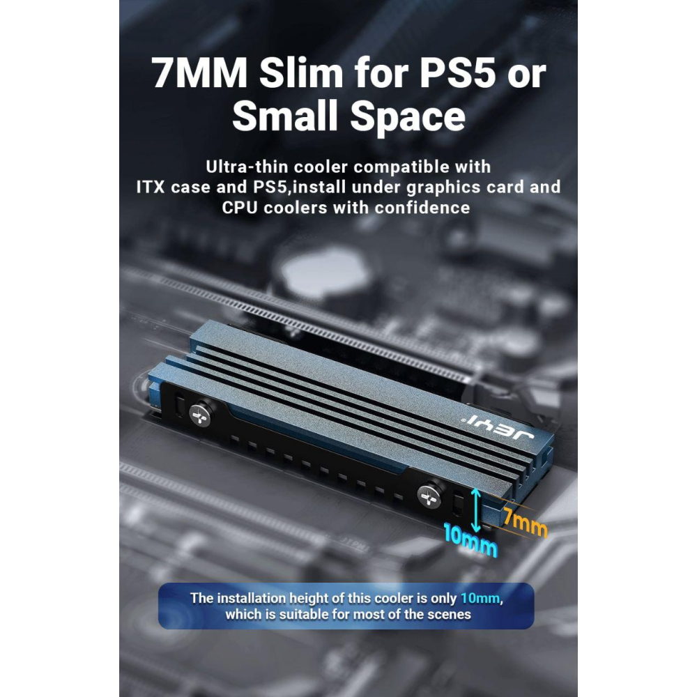 Радиатор охлаждения SSD M.2  2280  + термопрокладки Jeyi Warship PRO, совместимость с PS5