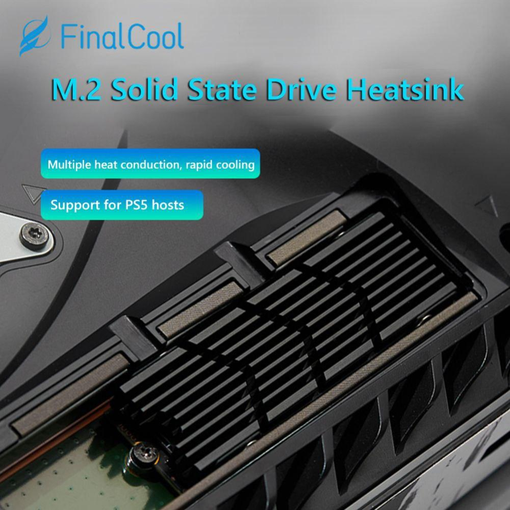 Радиатор охлаждения SSD M.2  2280  + термопрокладки FinalCool Glacier M2Pro Black