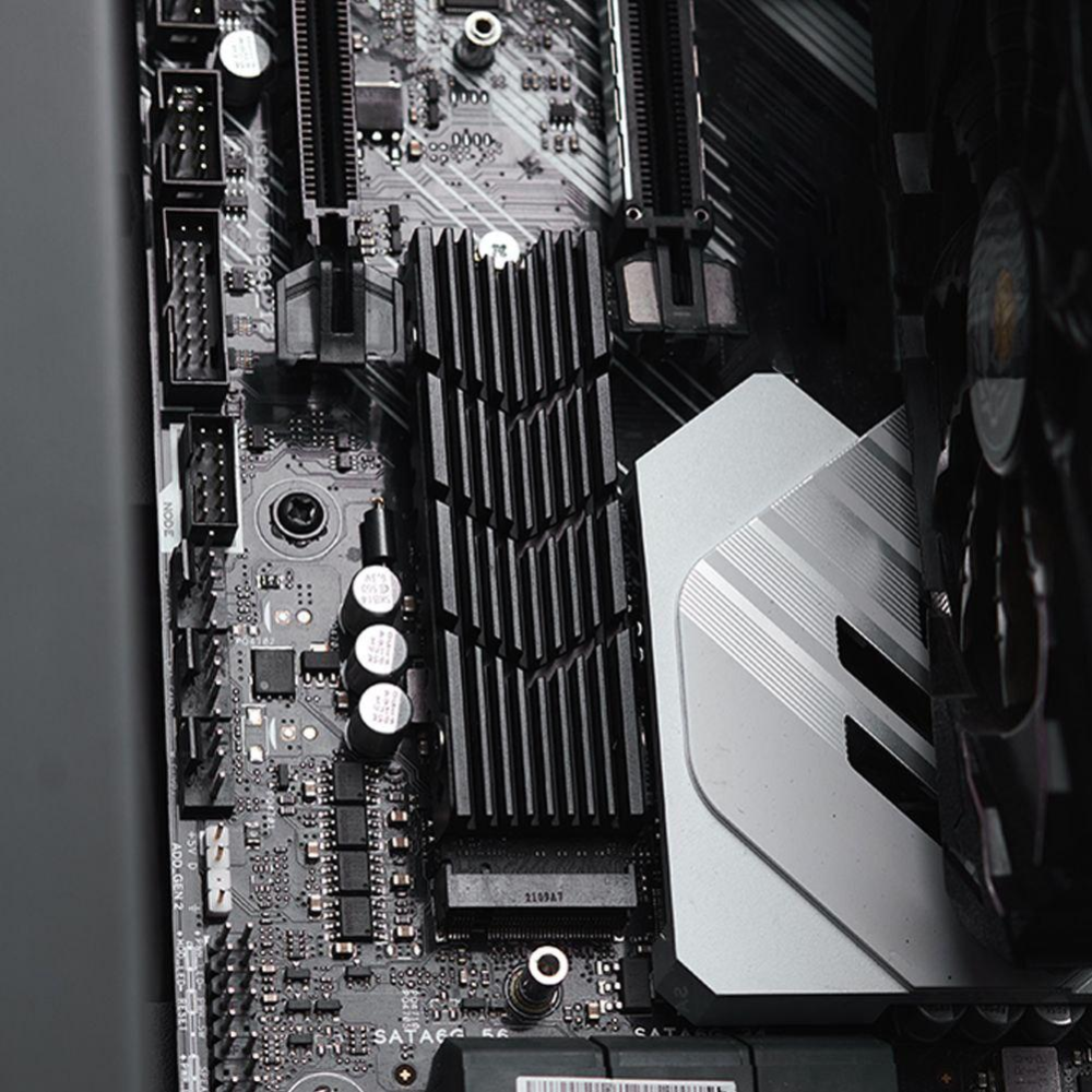 Радиатор охлаждения SSD M.2  2280  + термопрокладки FinalCool Glacier M2Pro Black