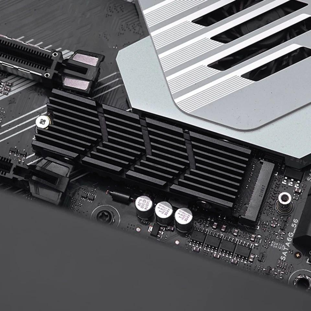 Радиатор охлаждения SSD M.2  2280  + термопрокладки FinalCool Glacier M2Pro Black
