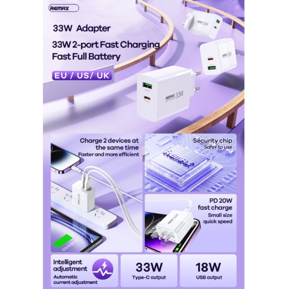 Зарядний пристрій 33W REMAX  Kiddy Series 33W A+C Fast Charger RP-U122