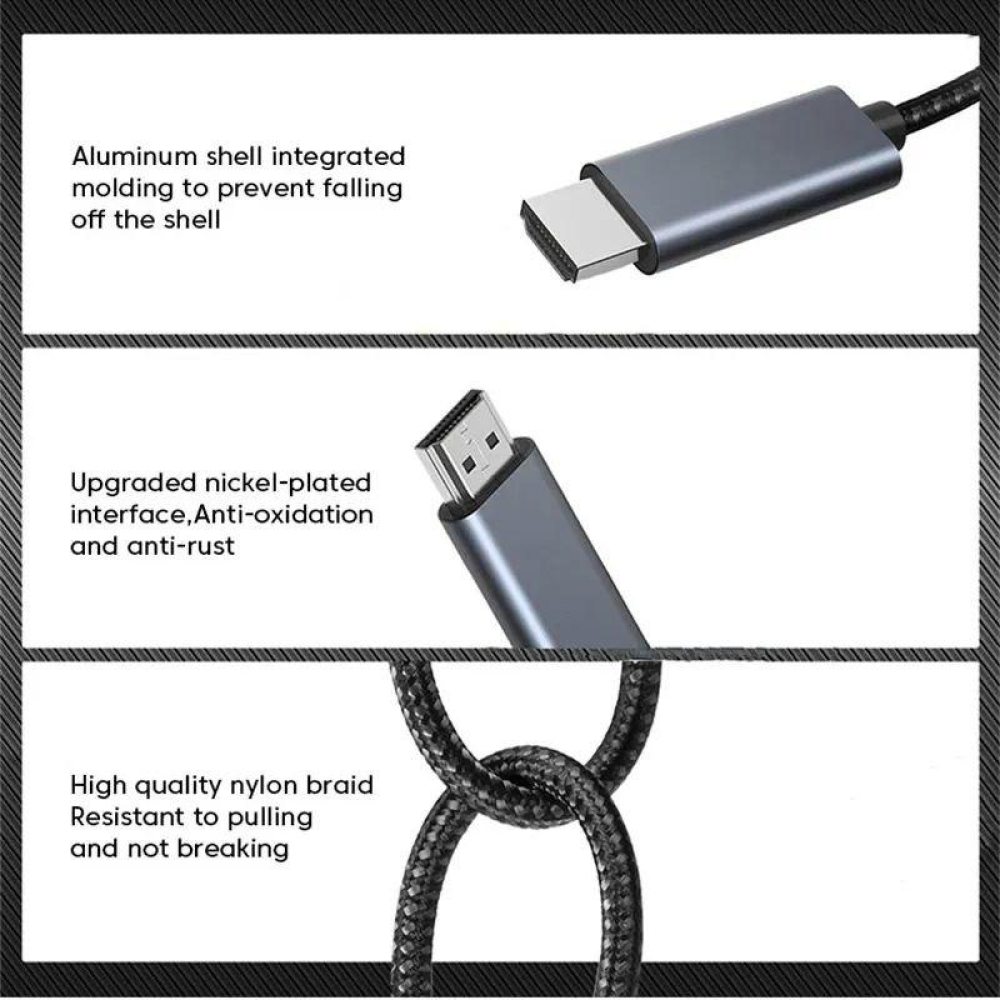 Кабель HDMI - HDMI V2.1 8К 60Hz 2м  Kebidumei Gold SmartGo