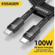 Кабель  Type-c - Type-c 100W Essager 100W PD QC4.0 FCP AFC - 1m Black