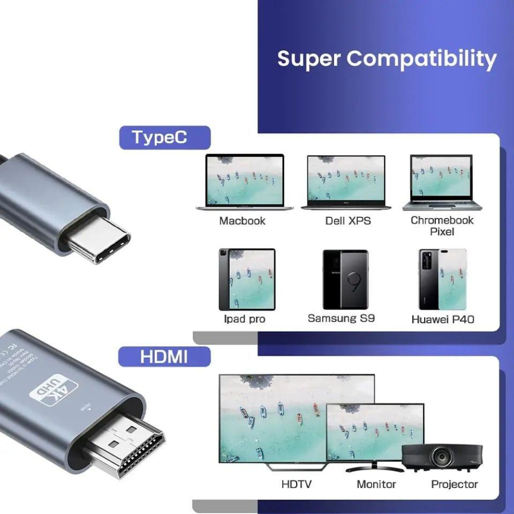 Кабель Type-C to HDMI SmartGo 4K 2м V1 