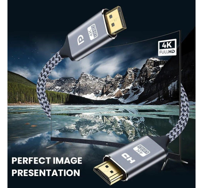 Кабель DisplayPort - HDMI 4K 1м в оплетці SmartGo