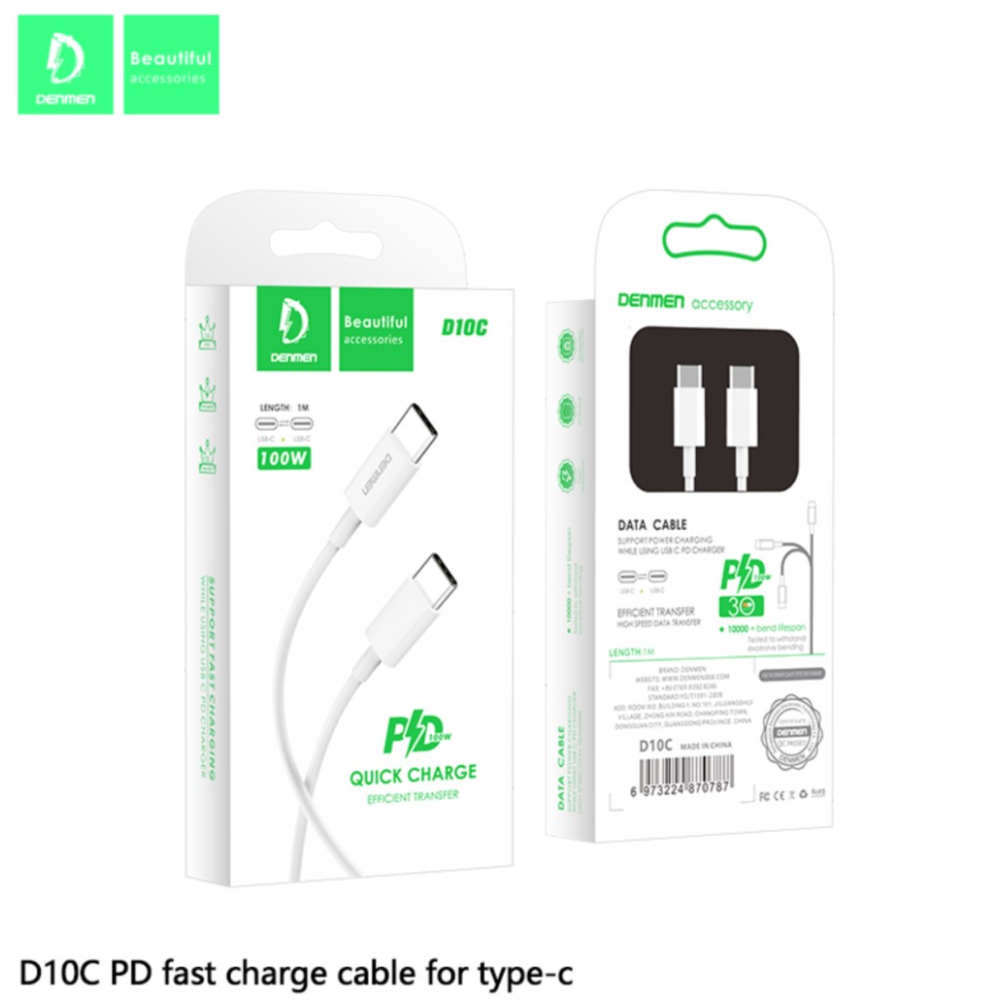 Кабель  Type-c - Type-c 100W Denmen D10C 1m