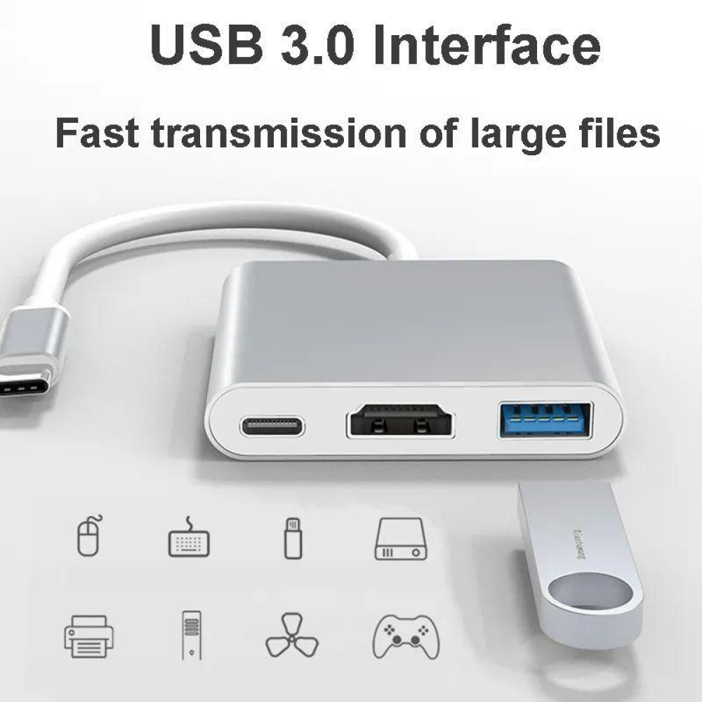Хаб конвертер Type-C - HDMI Type-C USB 4K SmartGo