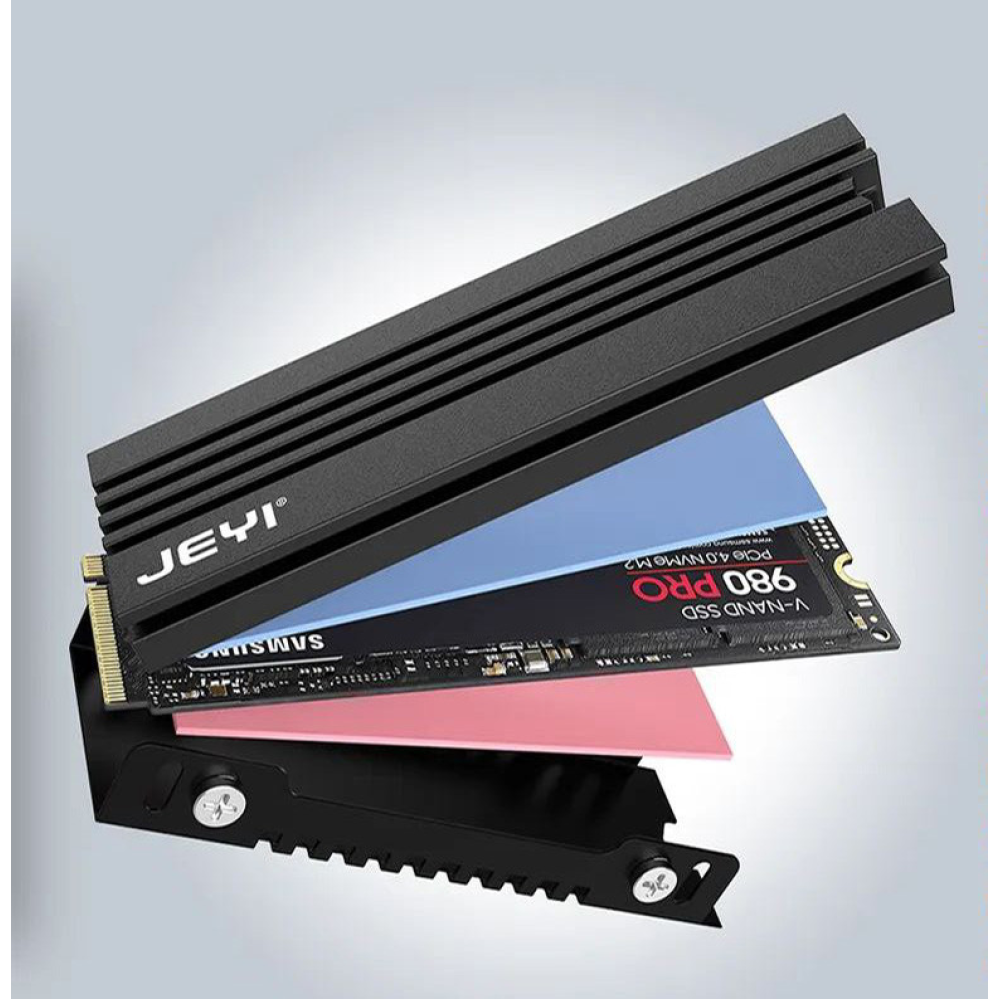 Радиатор охлаждения SSD M.2  2280  + термопрокладки Jeyi Warship PRO, совместимость с PS5