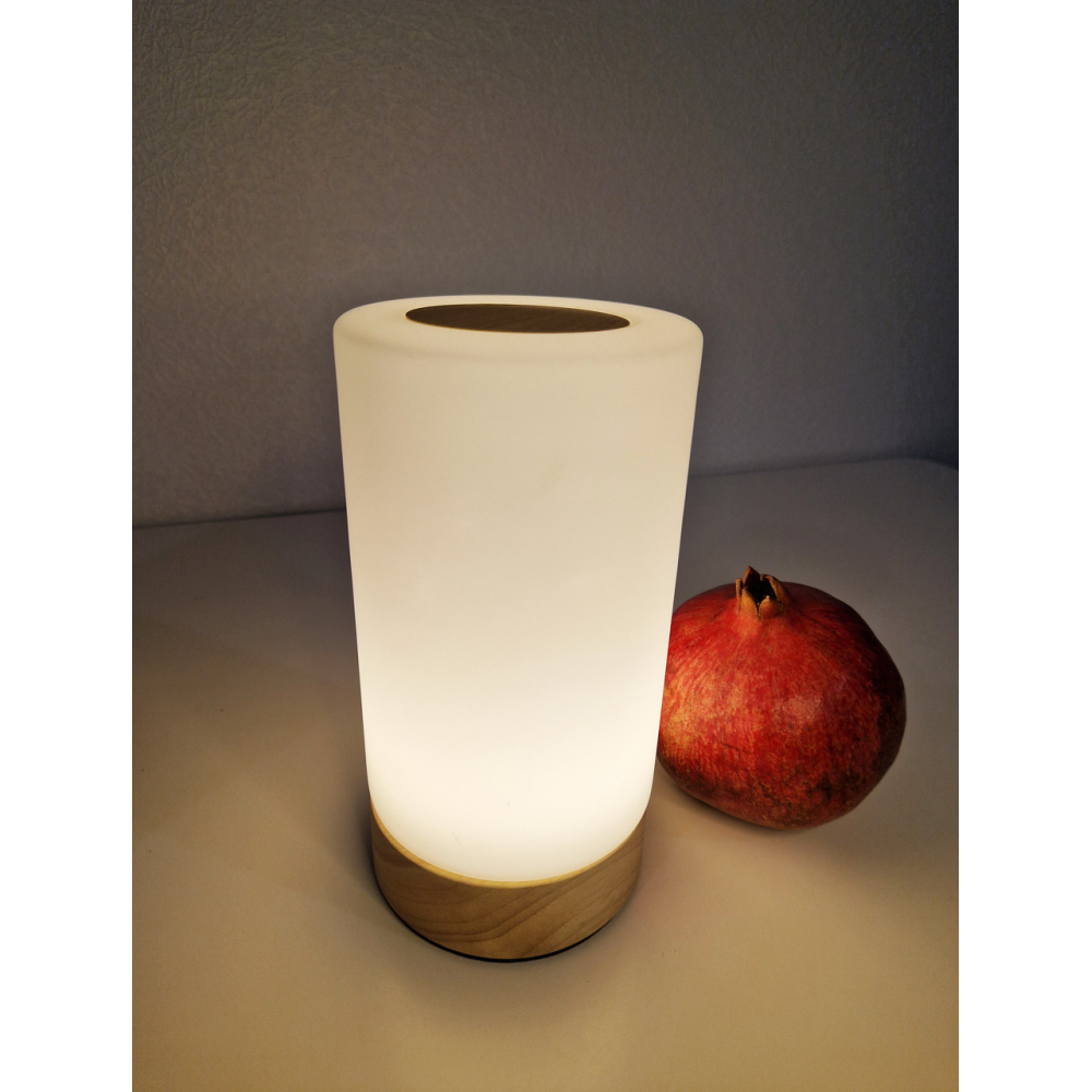 Портативний світильник на основі Натурального Дерева зі скляним плафоном WoodenGlass-6390