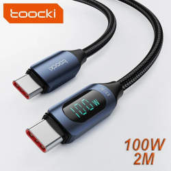 Кабель  Type-c - Type-c 100W 2М Toocki Display PD3.0 QC4.0 FCP AFC Чорний