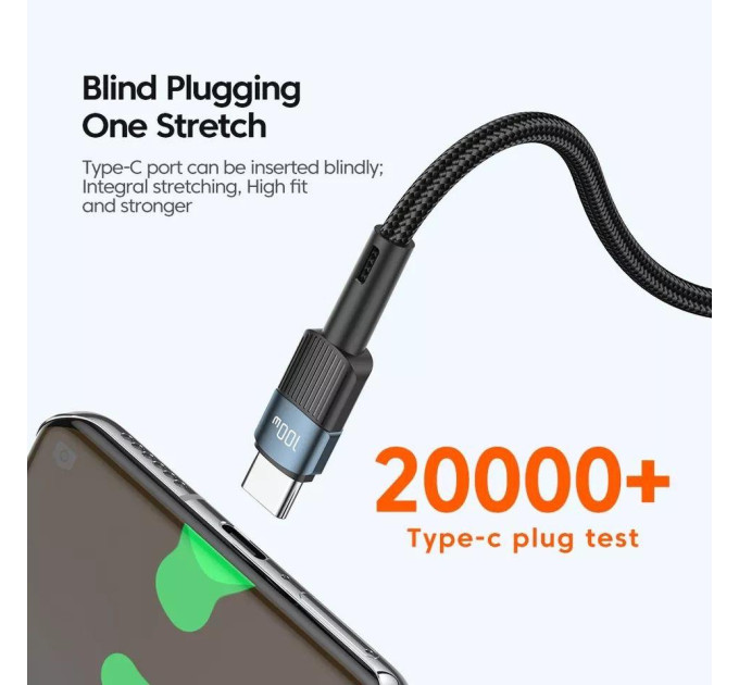 Кабель  Type-c - Type-c 100W Essager 100W PD QC4.0 FCP AFC - 2 m Black