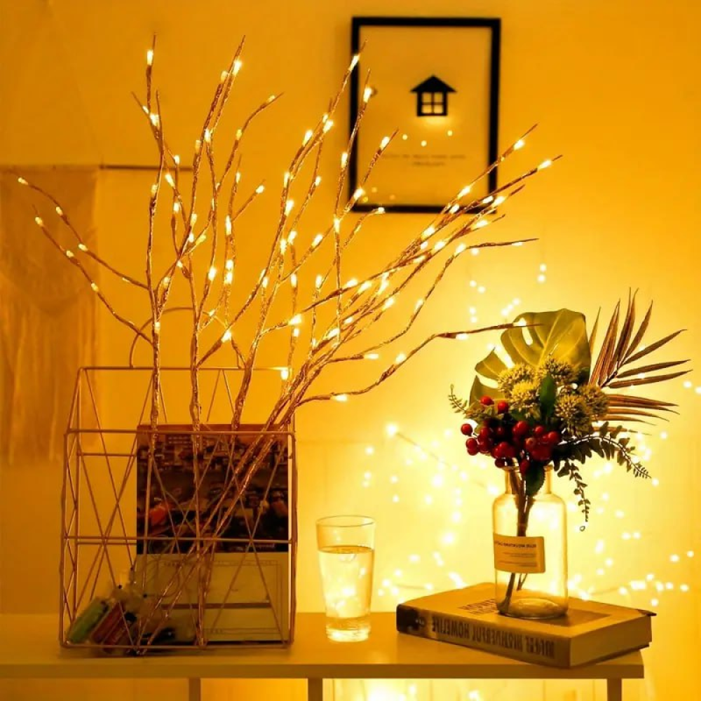 Гірлянда-гілка Brush light Золота на батарейках