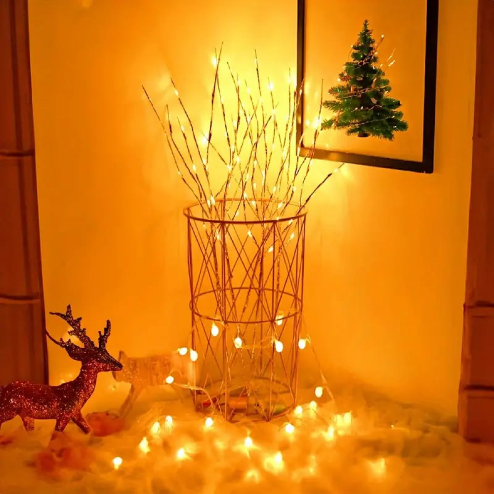 Гірлянда-гілка Brush light Золота на батарейках